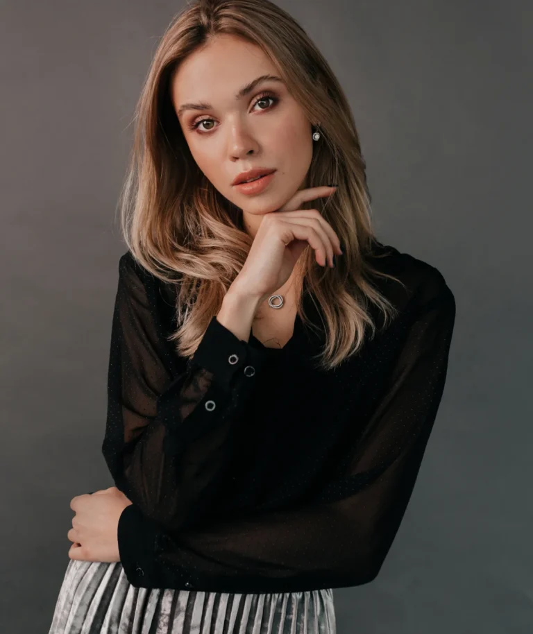women in black top