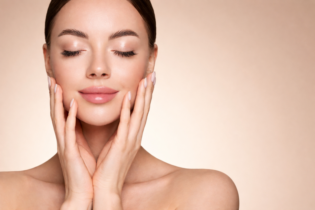 Glowing flawless facial skin