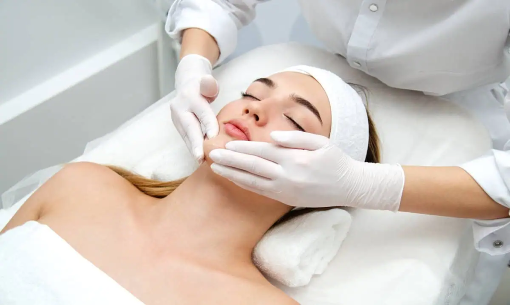 Professional facial treatment session