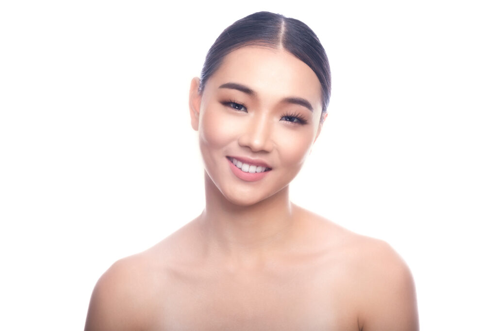 beautiful young woman with glowing skin